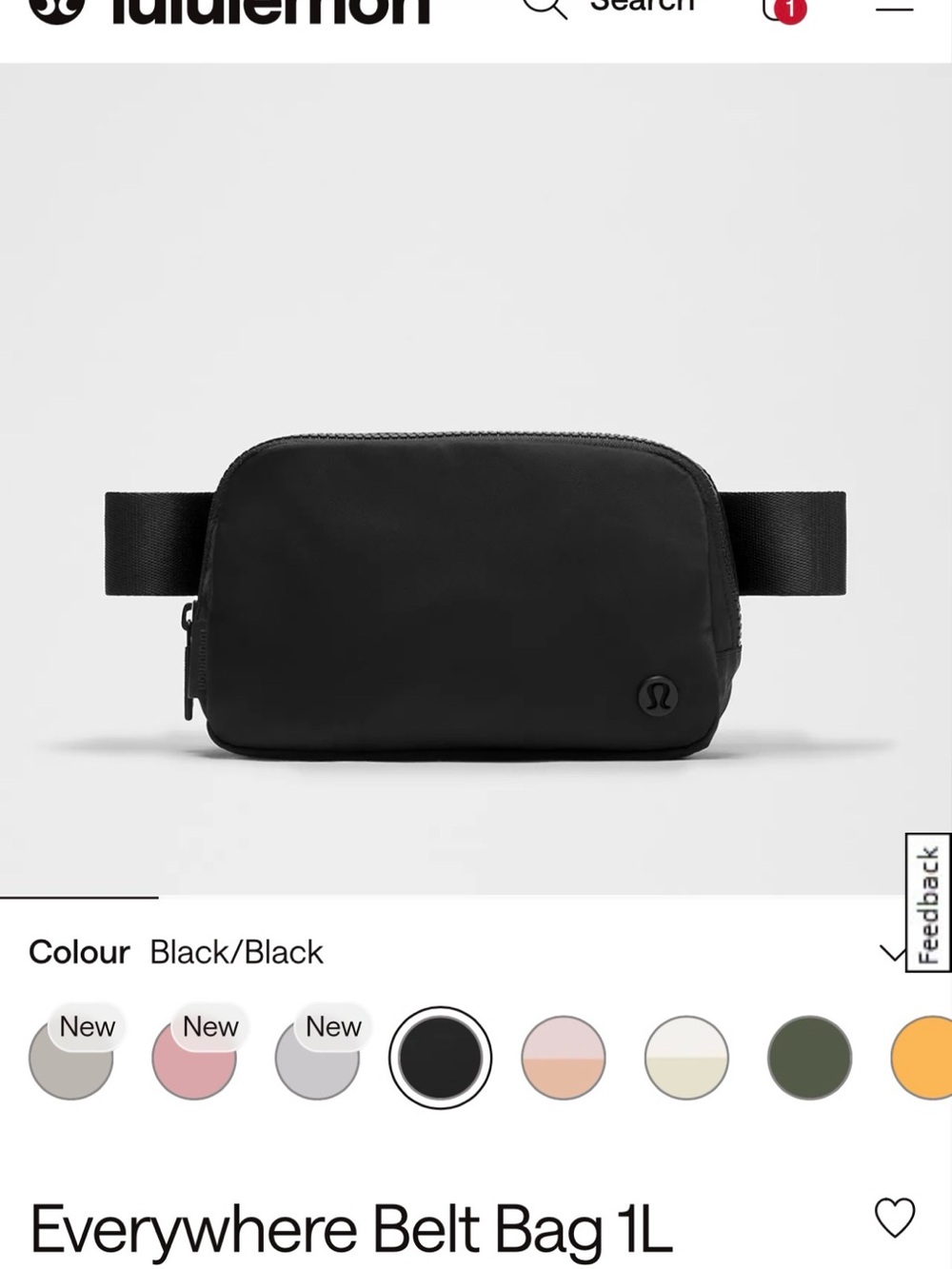 lululemon athletica Black Everyday Belt Bag